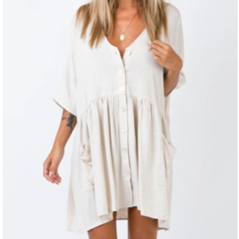 The Sandy Mini Dress Natural - S/M / Natural